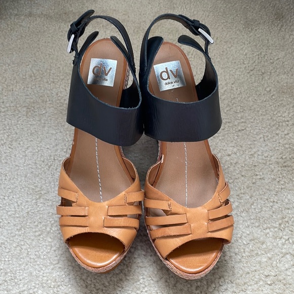 Dolce Vita Shoes - Dolce Vita Black Tan Sandal Wedges
